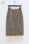 SWAYING 24 Autumn and Winter Wool Splicing Straight Skirt SW-SW24AW3B23-HUILV Gray Green